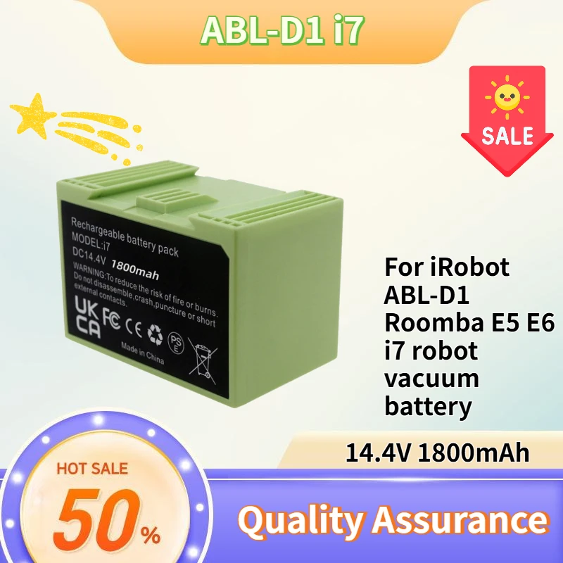 14.4V 1800mAh Replacement Battery Compatible with IRobot ABL-D1 Roomba E5 E6 I7 Vacuum Cleaner