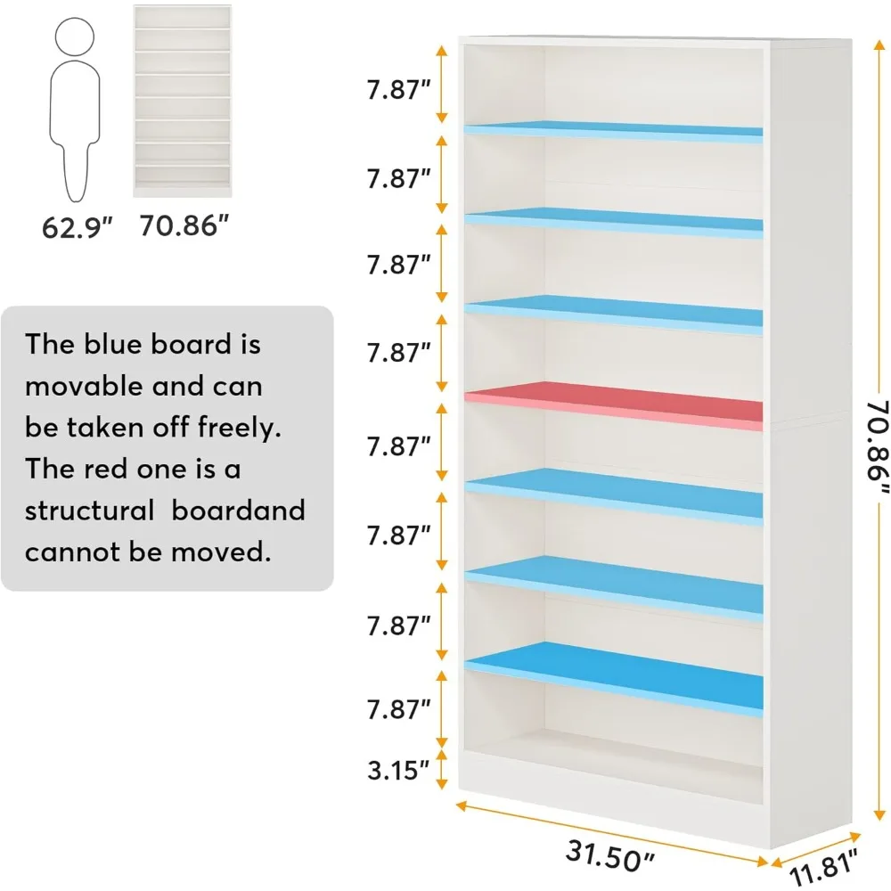 9 Tiers 40-45 Pairs Heavy Duty Wood Freestanding Shoe Storage Cabinet, 70.8'' Tall Shoe Cabinet