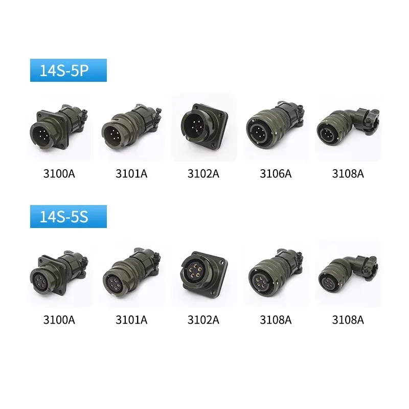 3106A 3108A 3102A 3100A 3101A 14S-5P 14S-5S VG95234 14S Series Snap Servo Motor Aviation Plug Socket Waterproof 14-5S 14-5P