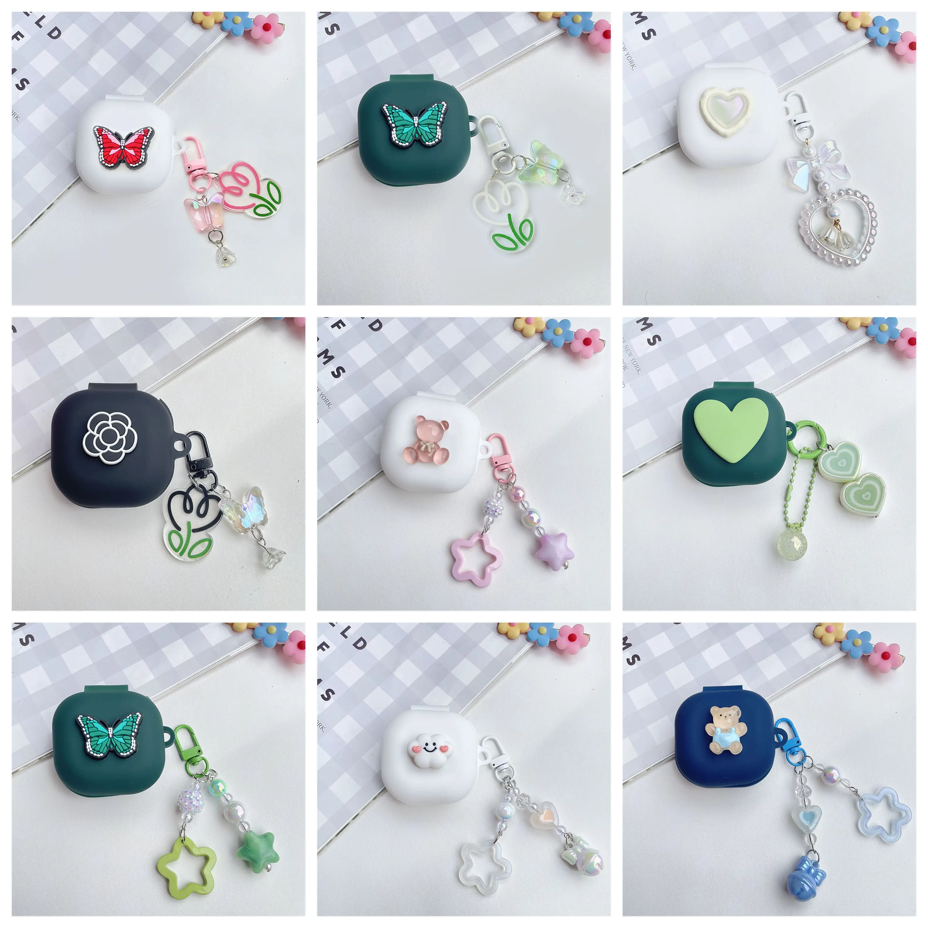 Чехол для Soundcore V20i, роскошный брелок с цветком/бабочкой/мультяшным рисунком, силиконовый защитный чехол для наушников, чехол для soundcore v20i