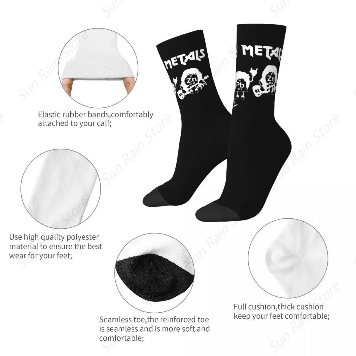 Happy Funny Male Men Socks Heavy Metals Chemist Sock Science Elements Periodic Table Women's Sock Spring Summer Autumn Winter