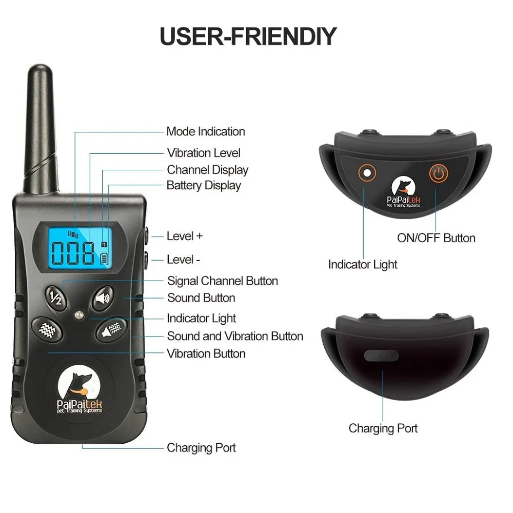 PaiPaitek No Shock Dog Training Collar with Remote, 1600ft Range Lightest Vibration Collar for Small Dogs 5-15lbs Waterproof