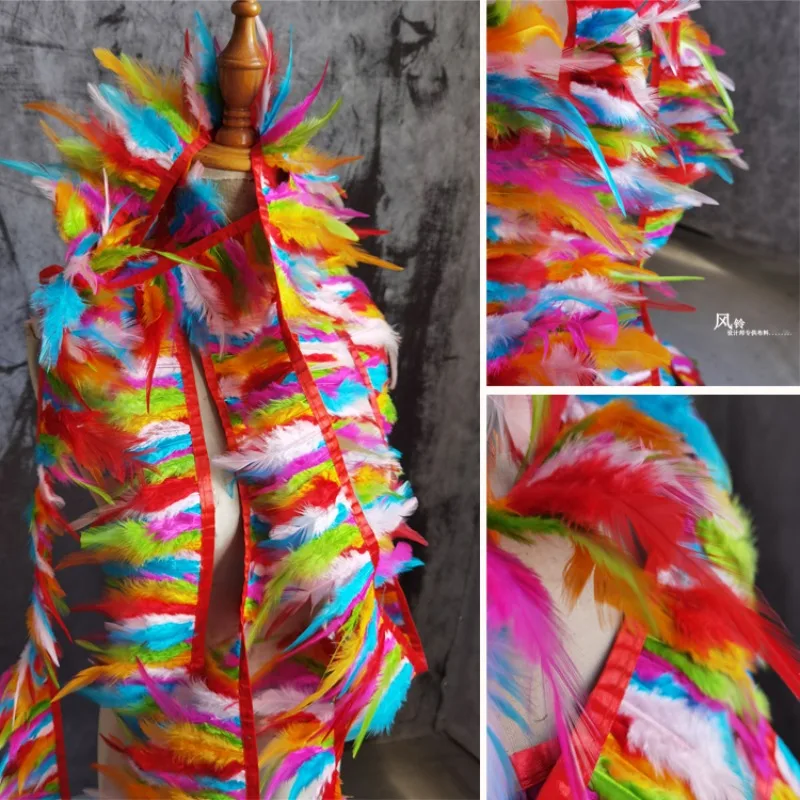 Chicken Feather Lace Colored Carnival Decor DIY Collar Stage Clothing Sacrifice Wedding Decor Designer Materials