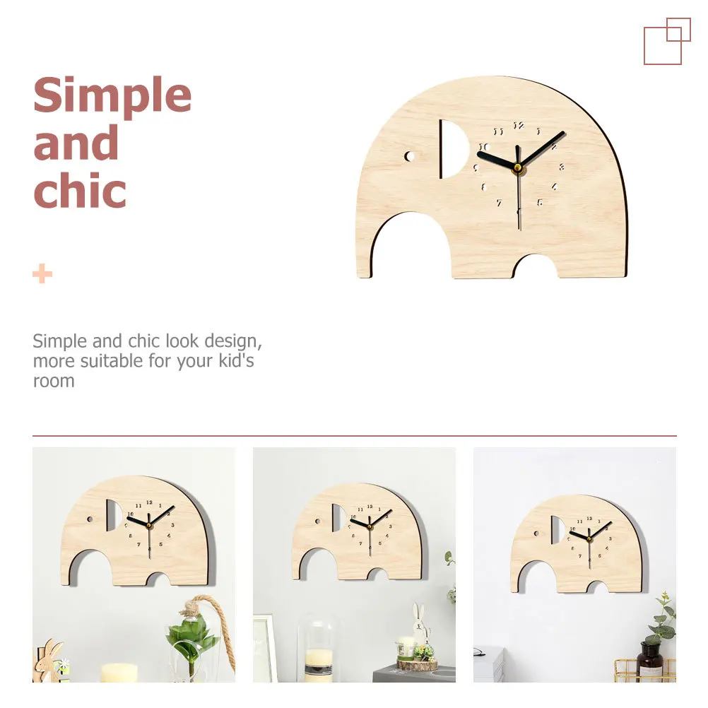 

Wooden elephant wall clock Bedroom Wall Pendant Bedroom Wall Clock Wall Clock Decoration Mute Wall Clock