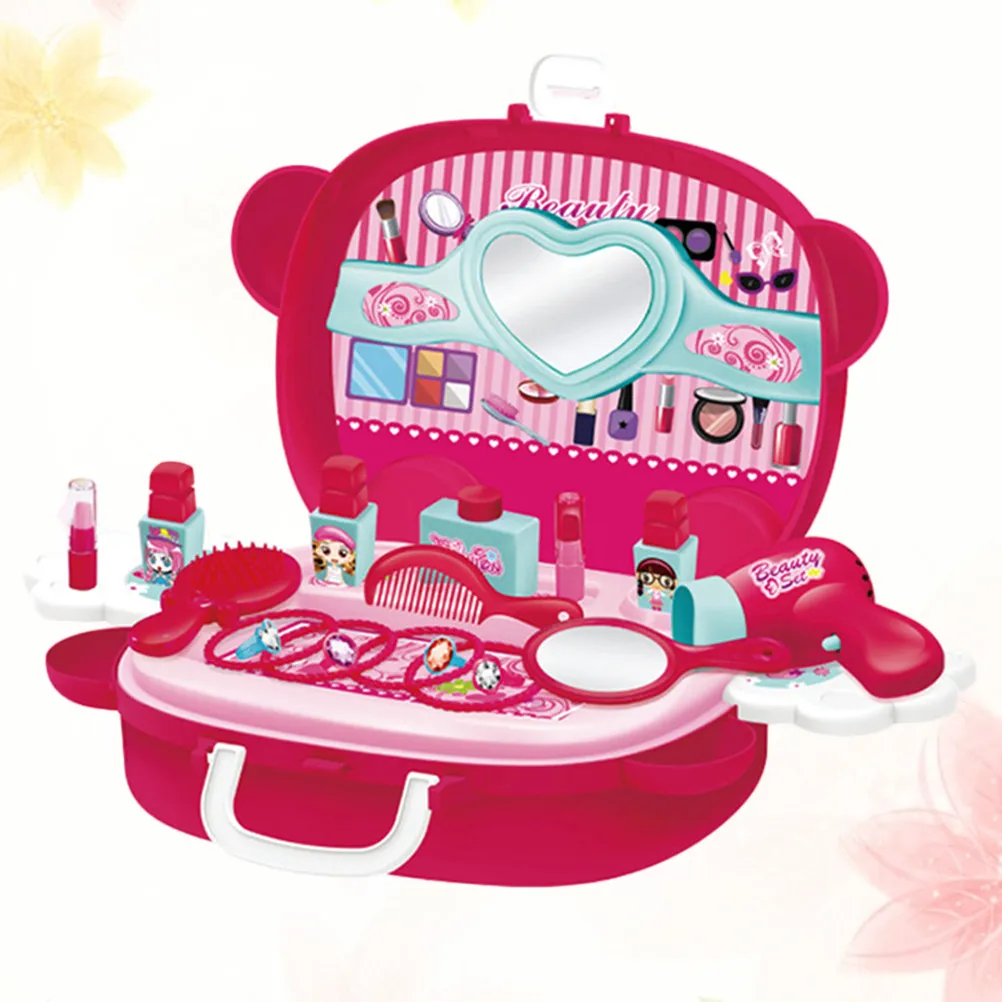Children Cosmetics Set Girl Simulation Makeup Rosy Suitcase Role Play Storage Box Safe for Kids Simulation Makeup Toy