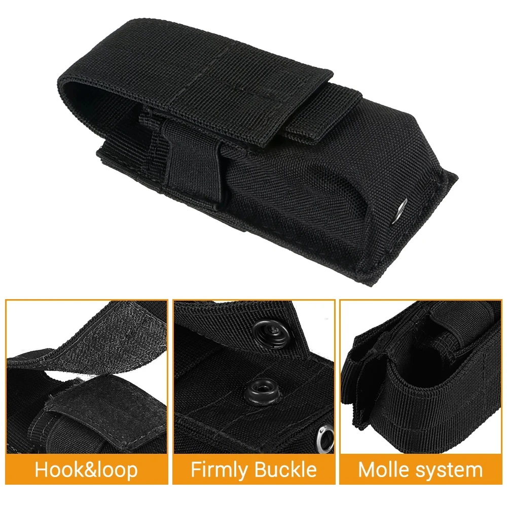 Tactical Magazine Pouch Single Pistol Mag Bag Molle Flashlight Pouch Torch Holder Case Outdoor Hunting Knife Holster