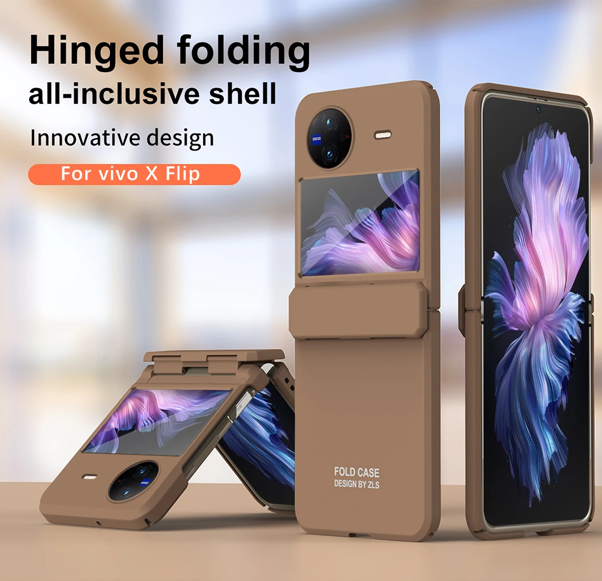 Case for Vivo X Flip Matte Anti-Fingerprint Full Hinge Lens Screen Protection Barrier-Free Charging Design Shockproof Cover