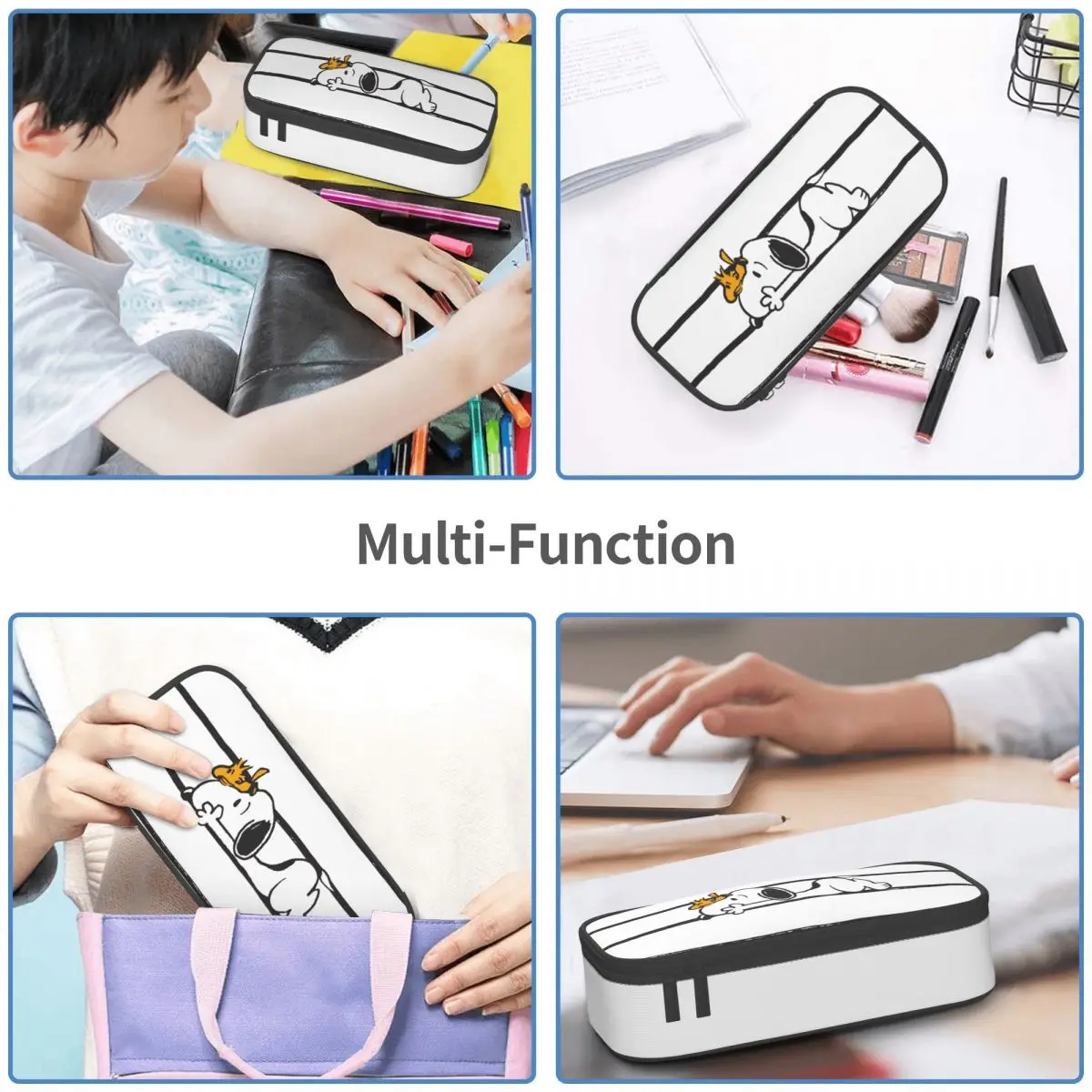 Cartoon Snoopy Sleep Peanuts Pencil Cases Fashion Pen Box Bags Kids Big Capacity Students School Gift Pencilcases