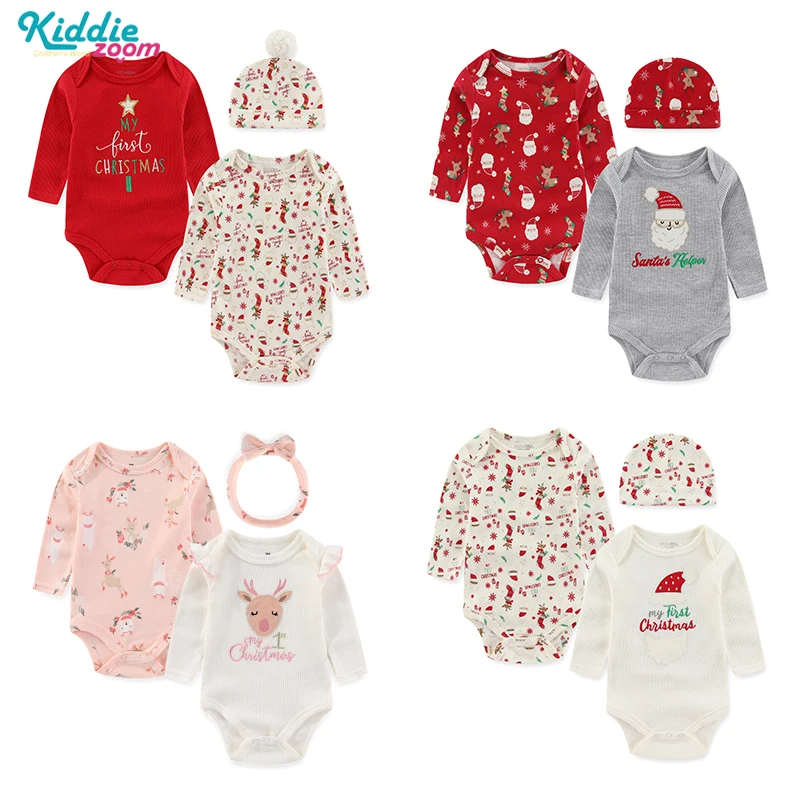 2/3 Pieces Newborn Christmas Baby Boy Clothes 0-12Months Print Baby Girl Sets Cartoon Christmas Gift Sets Winter Long Sleeve