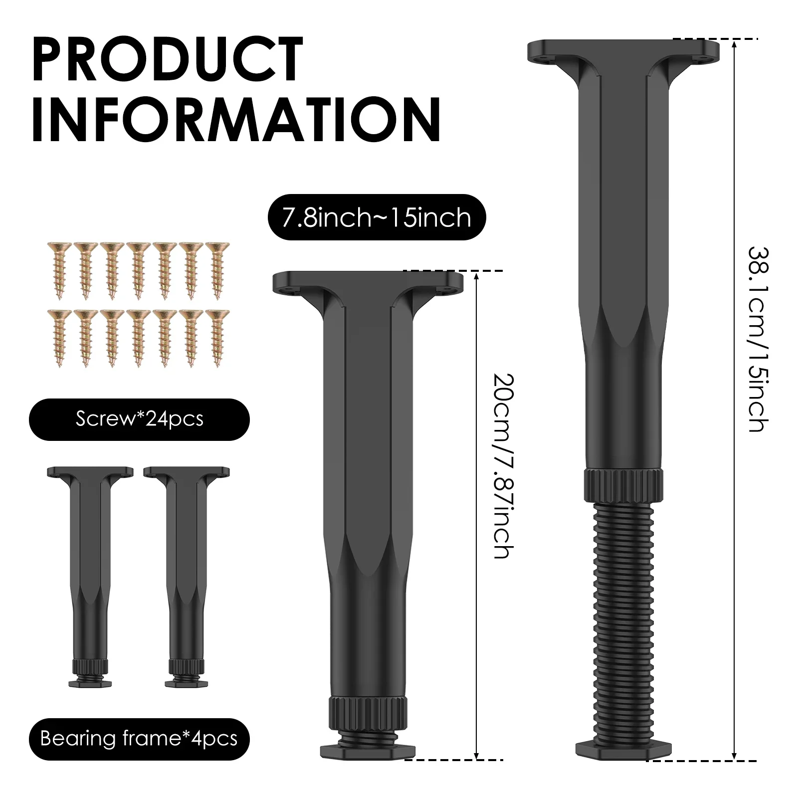 4 ชิ้น/เซ็ต Bed Beam สนับสนุนเท้าปรับ 7.8-15 นิ้วเฟอร์นิเจอร์ความสูงวงเล็บกรอบ Center แผ่นรองรับขาสําหรับตู้
