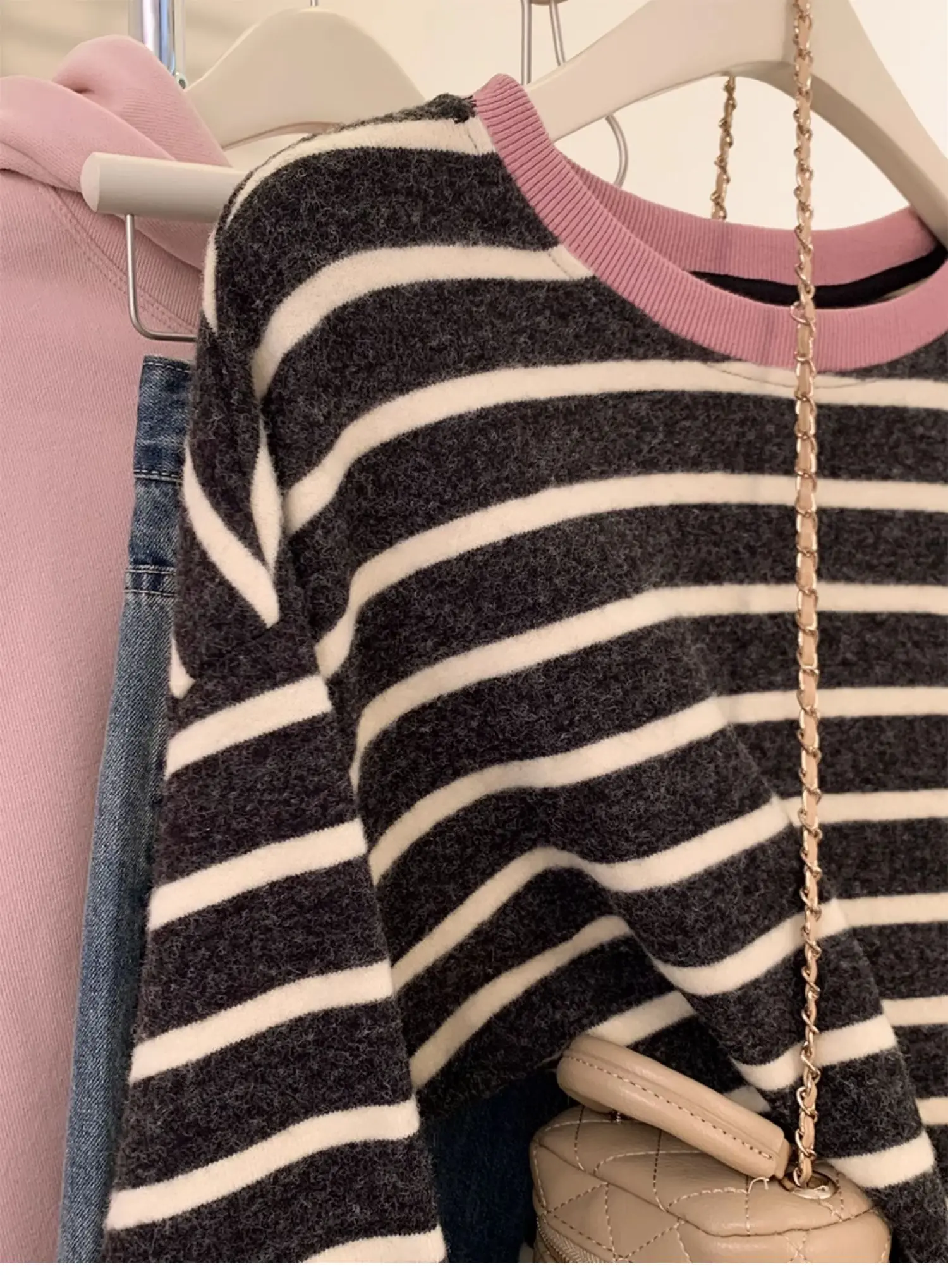 

Long Sleeved T Shirts Plain Womens Winter High Collar Fleece Lined Ribbed Cuff Office Elegant Trend Smooth Warm Lining Practical