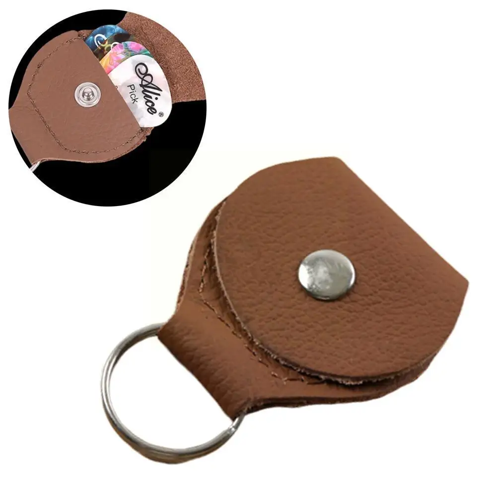 1Pcs High Quality Guitar Pick Holder Genuine Leather Guitar Accessories Bag Shape Keychain Plectrum Cases Guitarra X2S6