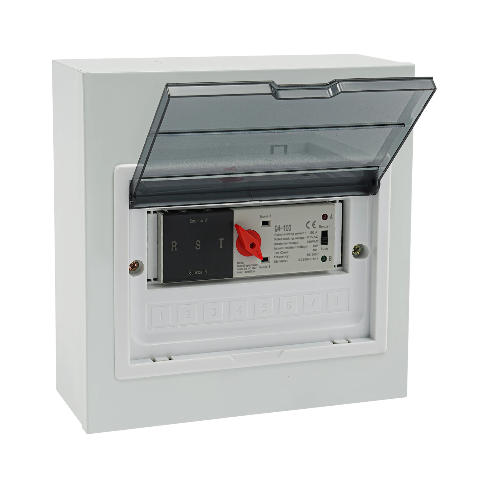 

3P 100A Dual Power Switch Automatic Transfer Switch with Visible Protective Cover 50/60Hz for Generators