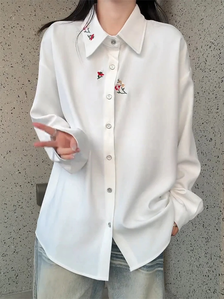 

Elegant Embroidered Long Sleeve Men's Shirt Stand Collar Floral Pattern Casual Style Spring Fashion High Quality Outerwear