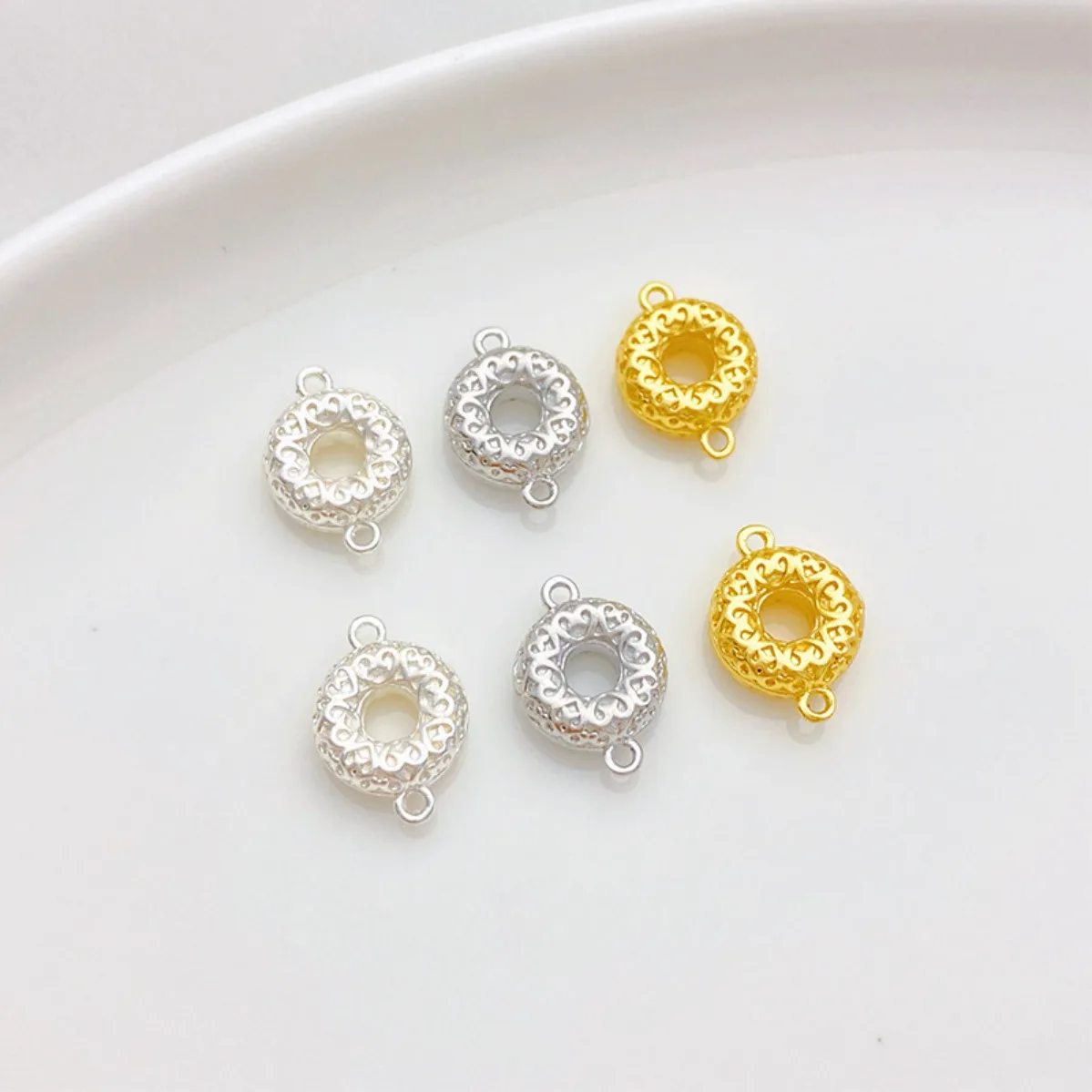 18K Gold Plated Donut Double‑Hanging Charm Connector Pendant DIY Findings for Woven Rope Bracelet Necklace Jewelry Making