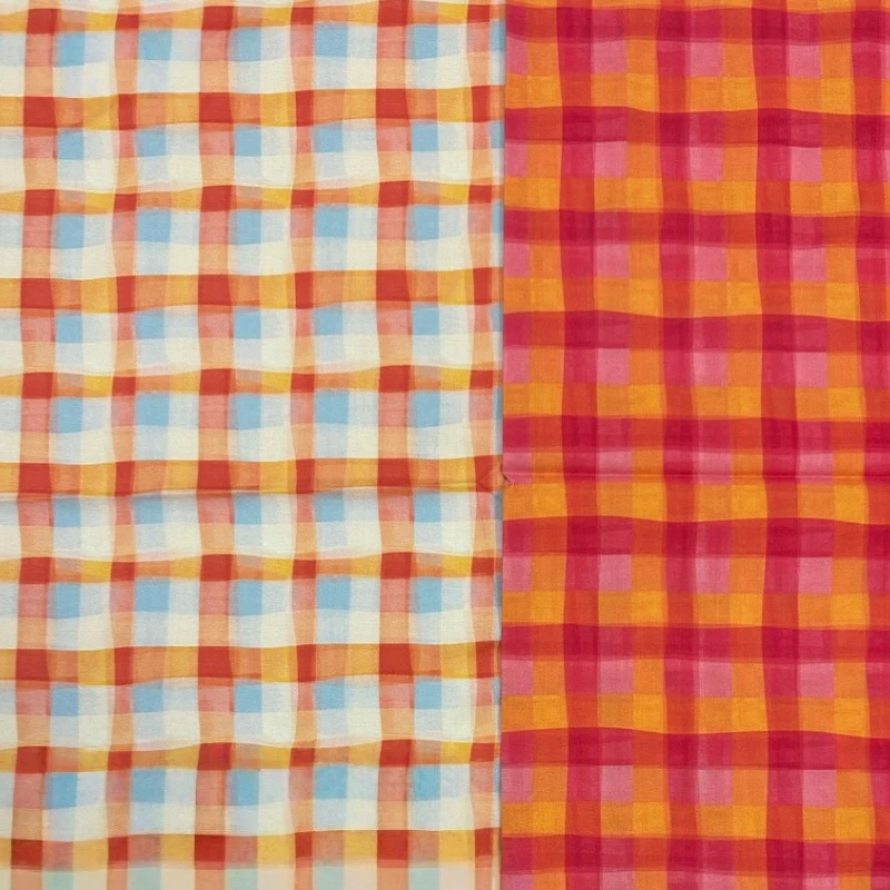 140x50cm Retro Small Check Cotton Fabric for Women Children Clothing Shirts Pants Sewing Cloth