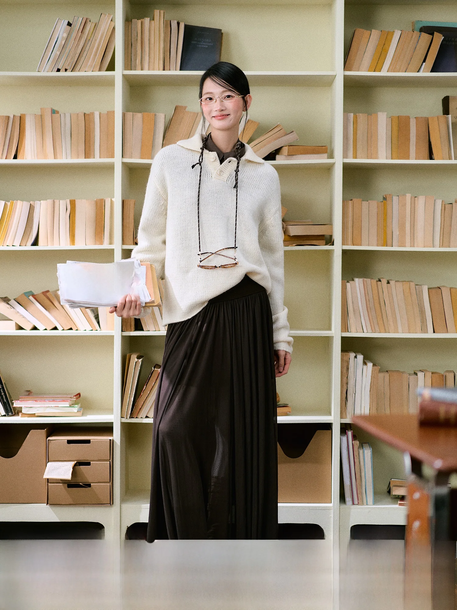 LaluneDuCiel винтажный вязаный шерстяной свитер в консервативном стиле Ne свободного покроя, повседневный свитер, зимний сезон, длинный свеч на пуговицах