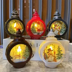 1pc Christmas Night Light Xmas Plastic  Portable Lamp Santa Claus Snowman Wind Lantern Ornament Decorations Home Pendants