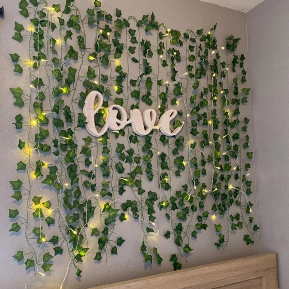 2M-10M Fake Green Leaf String Lights 20/50/100LED Waterproof Artificial Ivy Vine Fairy Light Wedding Party Decoration