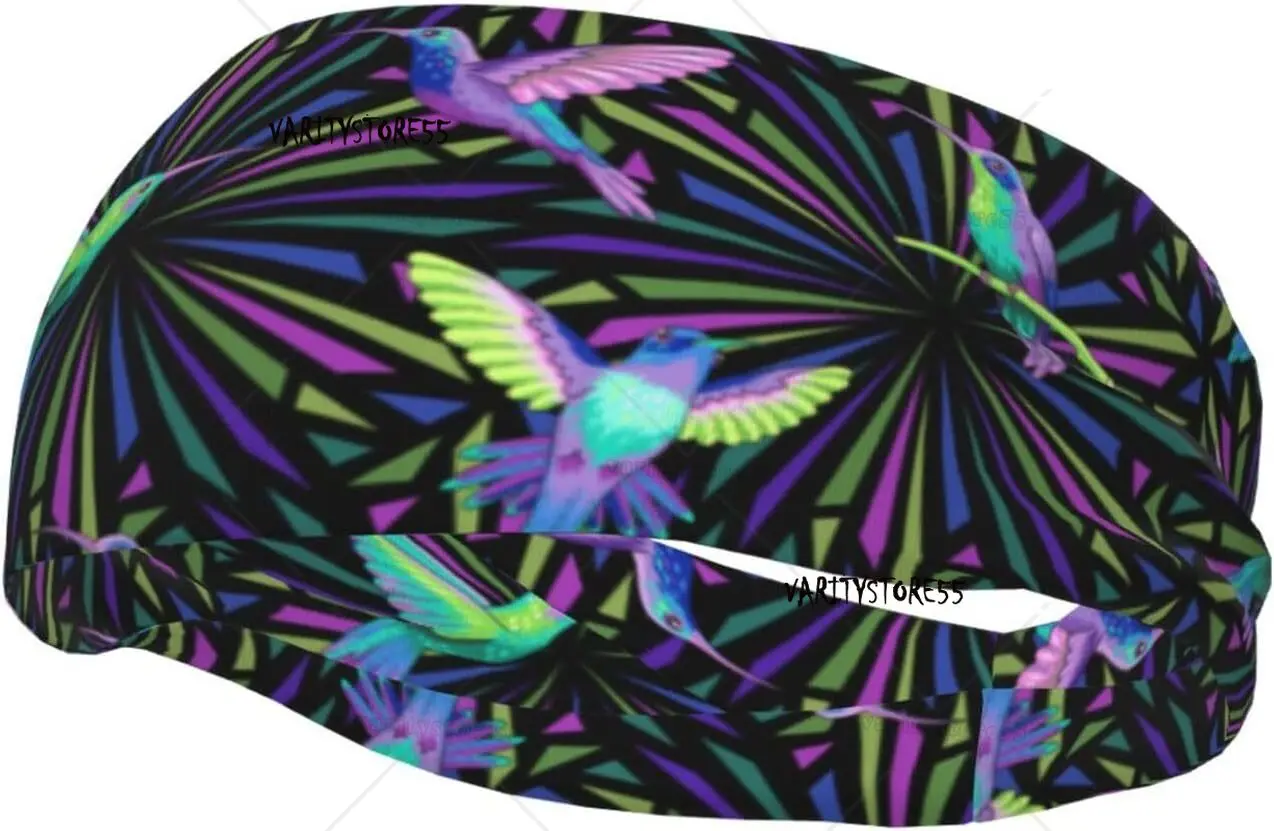 

Headband for Women Mens Flying Hummingbirds On Dark Gym Sweatband Breathable Sweatband for Volleyball