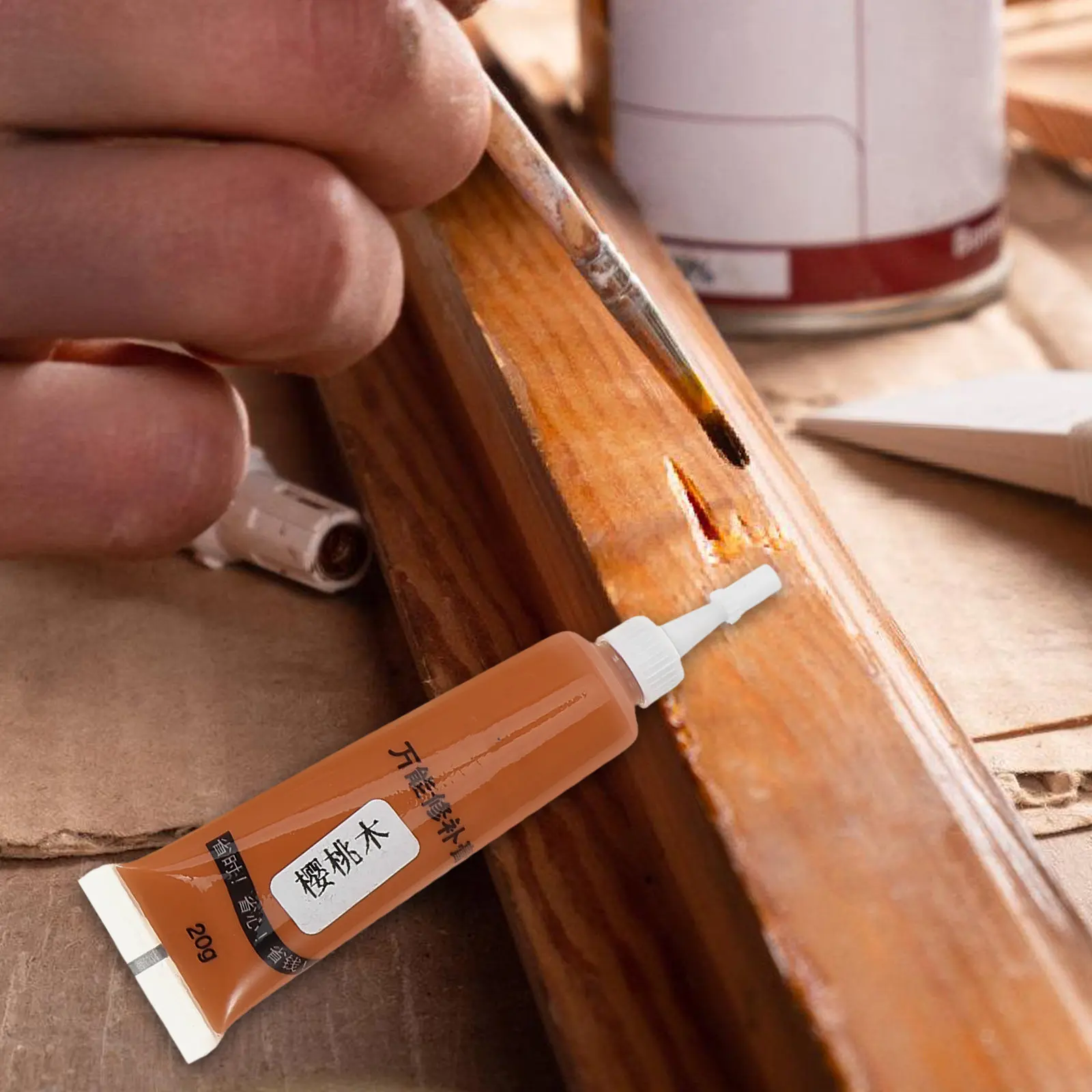 6Pcs Wood Furniture Repair Paste Scratch Cover for Scratches Dents Nail Holes Wood Filler Portable Repair Tool for Furniture