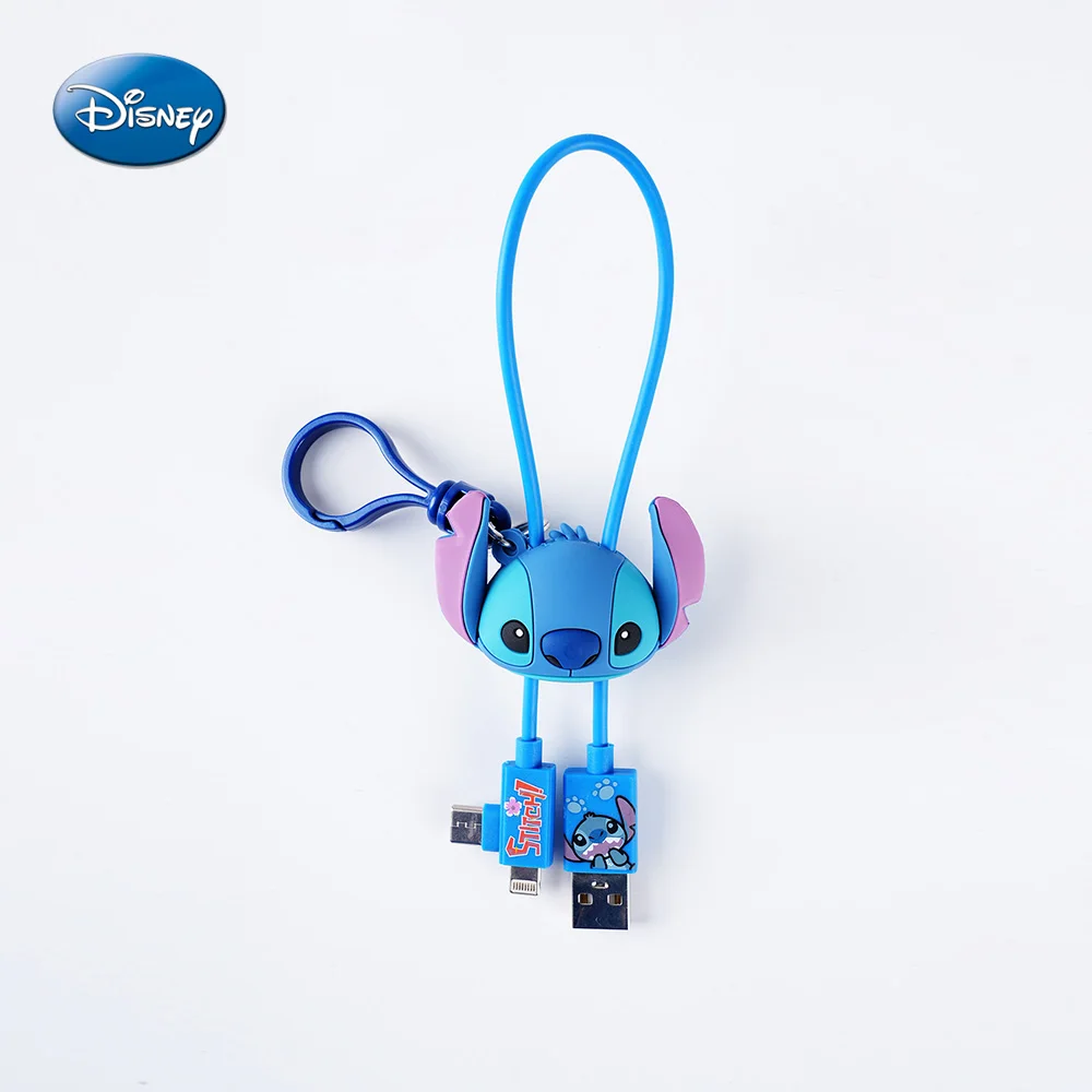 

Официально лицензированный USB-кабель для передачи данных Disney Stitch - функциональный брелок-клипса для сумки, многофункциональный кабель для передачи данных с 3 разъемами