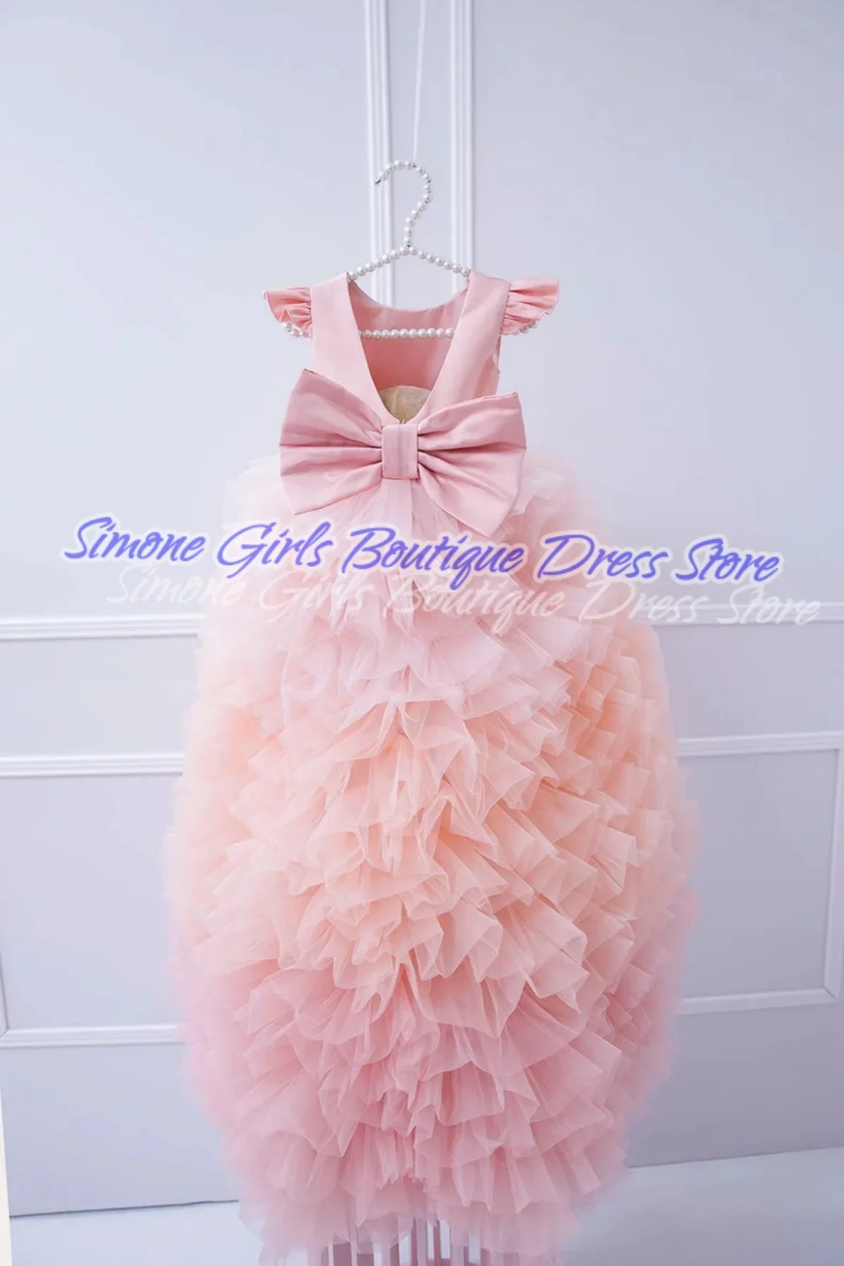 Layering O Neck Fluffy Skirt Pink Flower Girl Dress for Beauty Pageant Formal Receptions Wedding Ceremonies Dance Performances