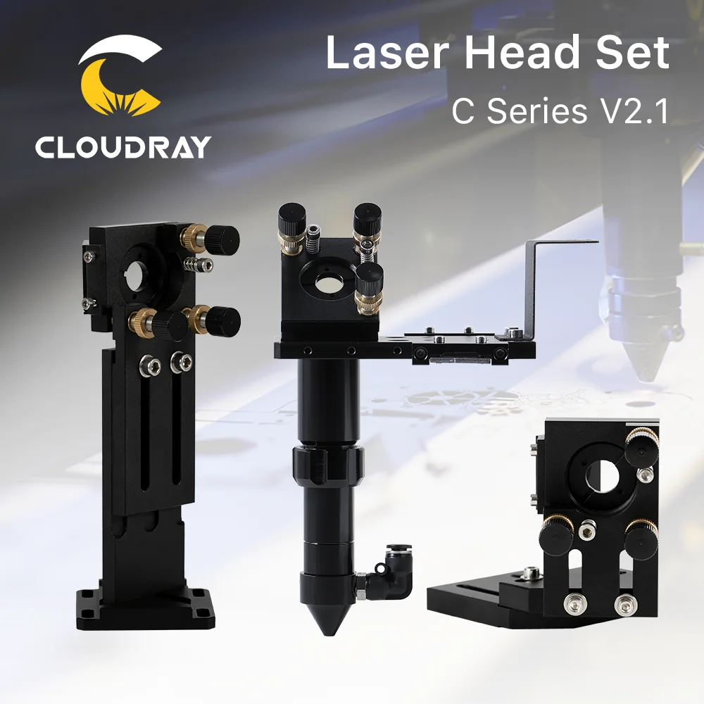 Cloudray CO2 Laser Head Set Lens D18 FL38.1 D20FL50.8/63.5/101.6mm Integrative Mount Dia25 Mirror for Laser Cutting Machine