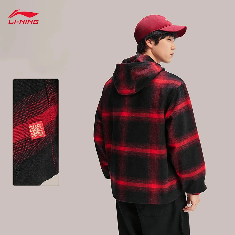 LI-NING RICH EVERYDAY Series Men's Casual Jacket Comfortable fashion plaid short coat AFDW137