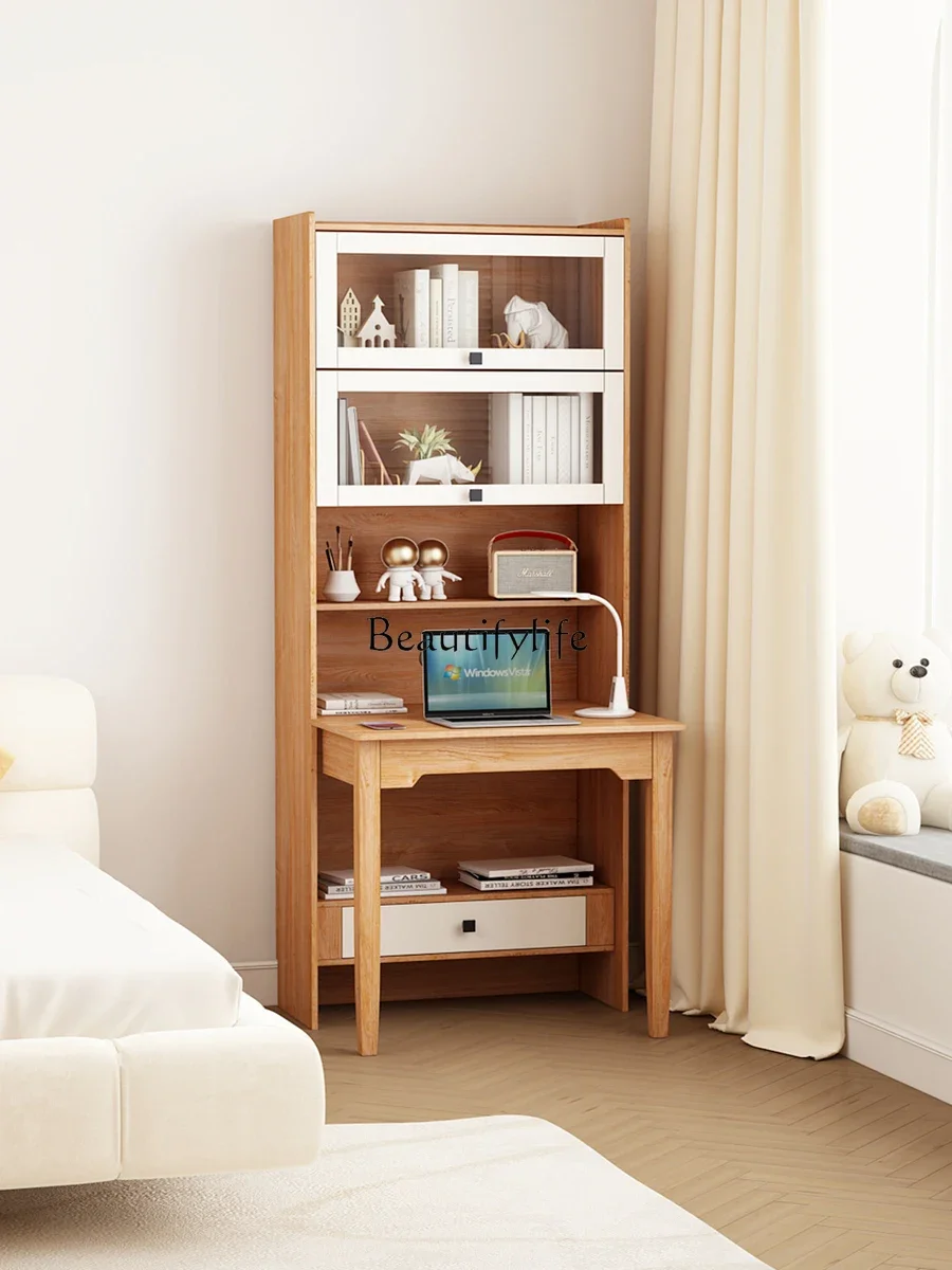 

LXSolid Wood Integrated Desk Folding Modern Retractable Multifunctional Student BookshelfSSS