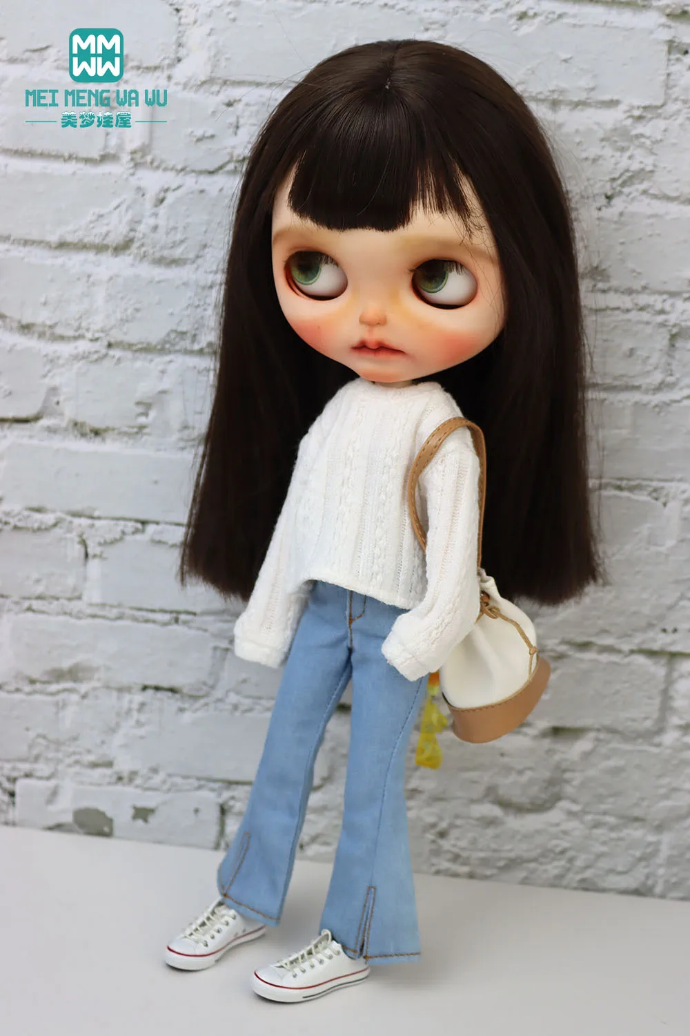 Blyth Doll Clothes pink sweatshirt, casual pants, leather shoes for Azone doll accessories