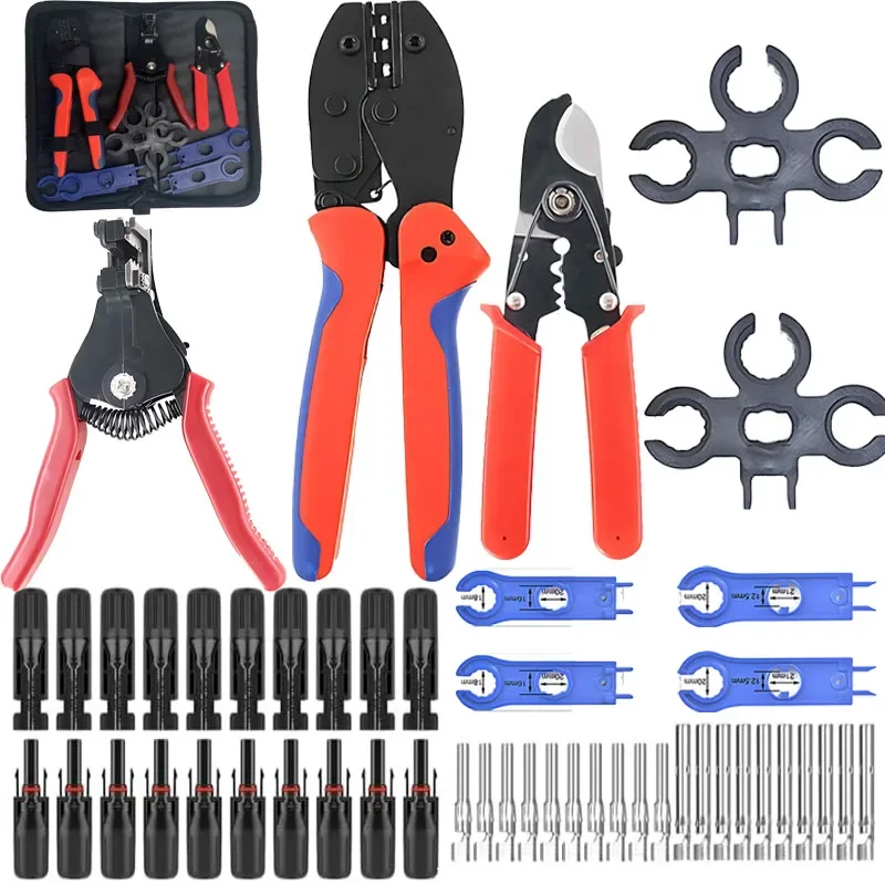 

Solar Crimping Tools Kit,Solar Crimper for 2.5/4.0/6.0mm² Solar Panel PV Cable with Wire Cable Cutter,Stripper,Spanner,Connector