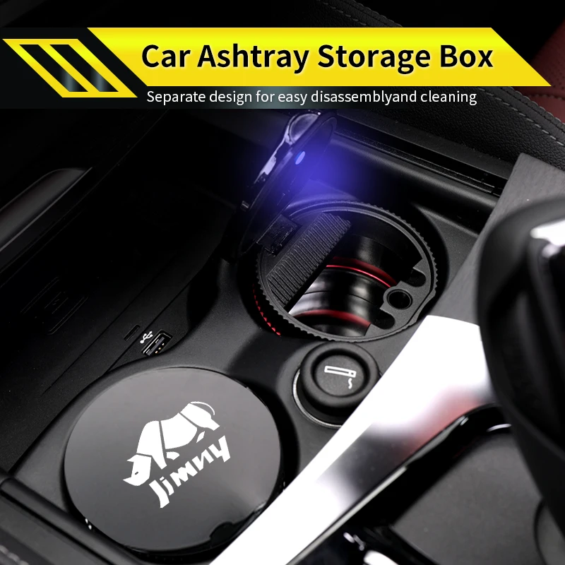 New Car Ashtray Storage Box LED Ashtray Accessories For Suzuki Jimny Alto Swift Grand Vitara Ignis DZire Baleno Spacia Xbee