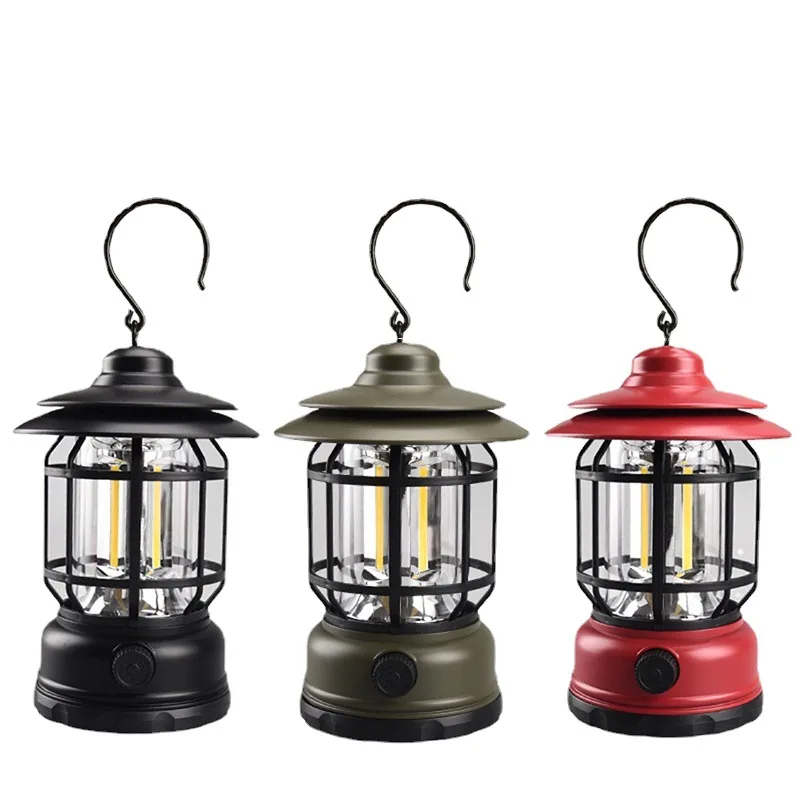 Portatile multifunzionale luce ricaricabile o batteria Retro dimmerabile tenda da campeggio torcia da viaggio illuminazione esterna nuovo