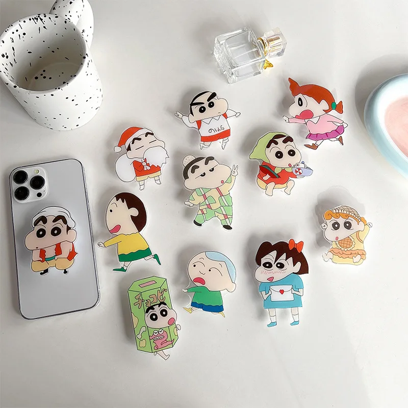 1 pz pastello Shin Chan anello fibbia accessori per iPhone simpatico cartone animato impugnatura per telefono cellulare supporto per telefono animazione auto decorazione regalo