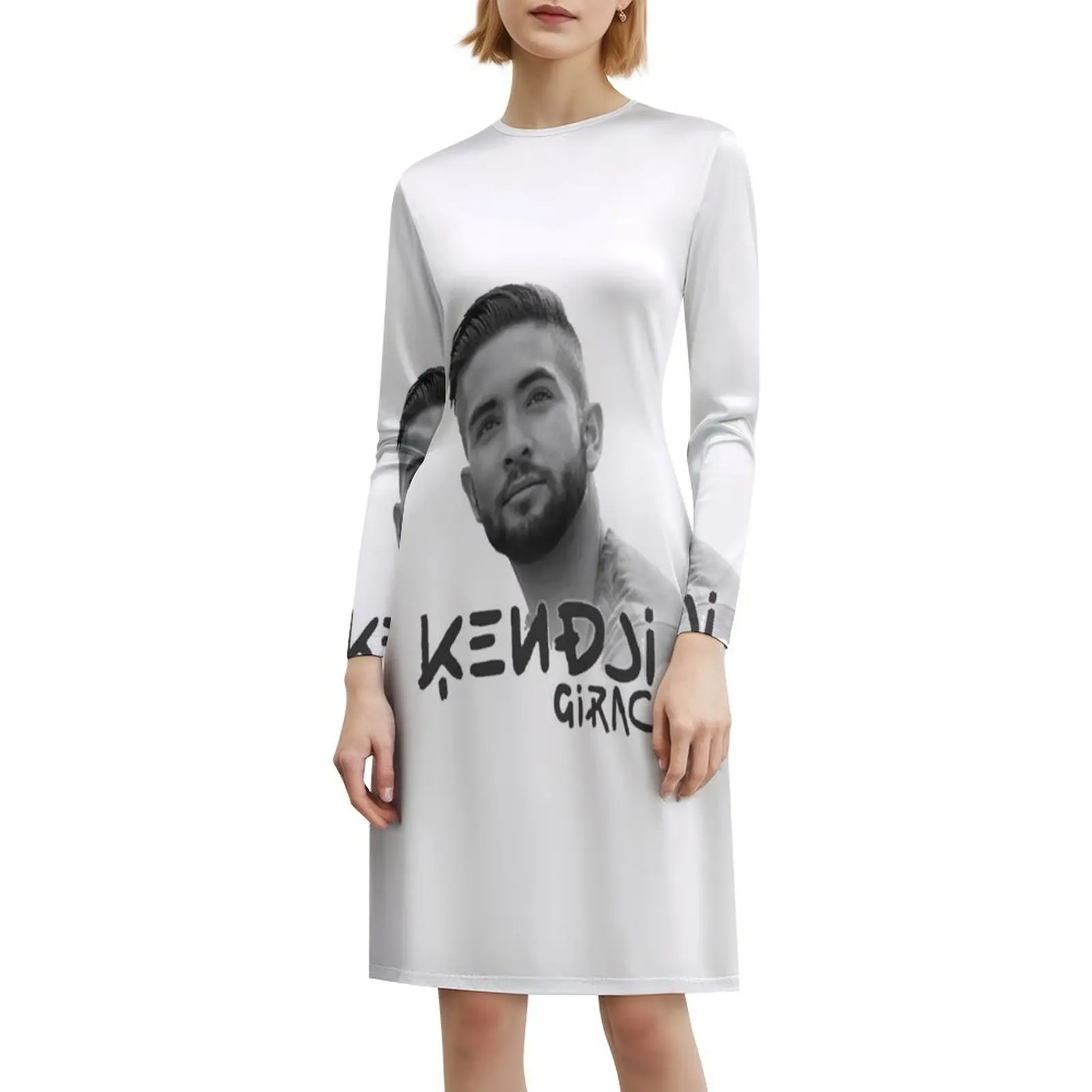 Kendji girac retrato floral blusa vestido para mulheres primavera verão vestido casual para festa canção frança gims idéia menina música cigano