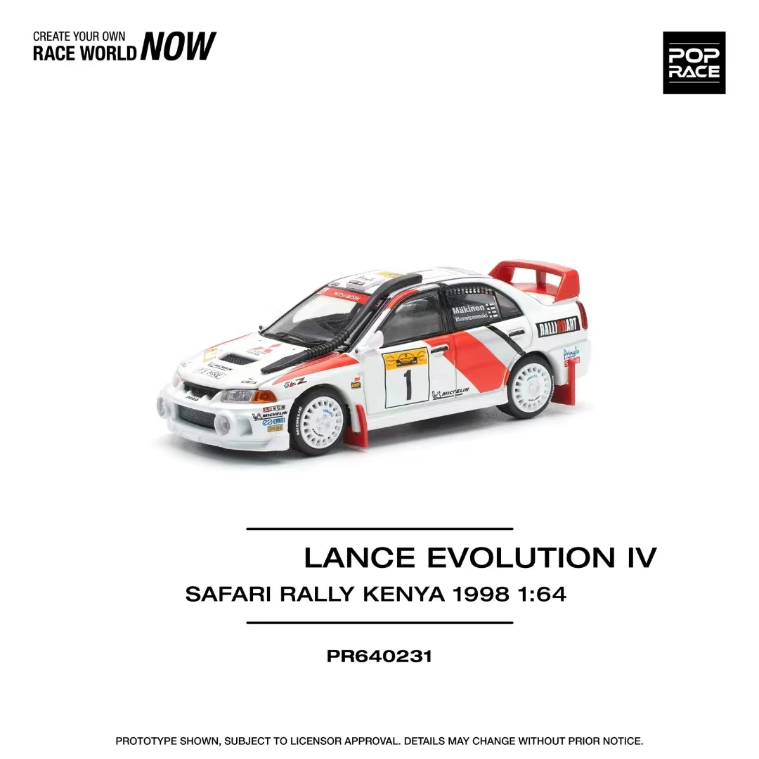 PreSale POP RACE 1:64 Lancer Evolution EVO IV Rally Openable Hood Diecast Diorama Car Model Toy