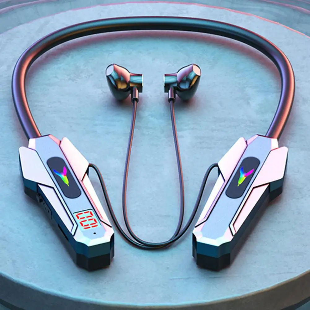 Gaming Earphones Wireless Neckband Earbuds with Rgb Stable Low Latency Long Playtime Bluetooth-compatible