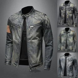 4 Style Retro Cowboy Denim Jacket for Men Spring Autumn Washed Fashion Long Sleeves Casual Lapel Coat Male Casual Slim Outerwear