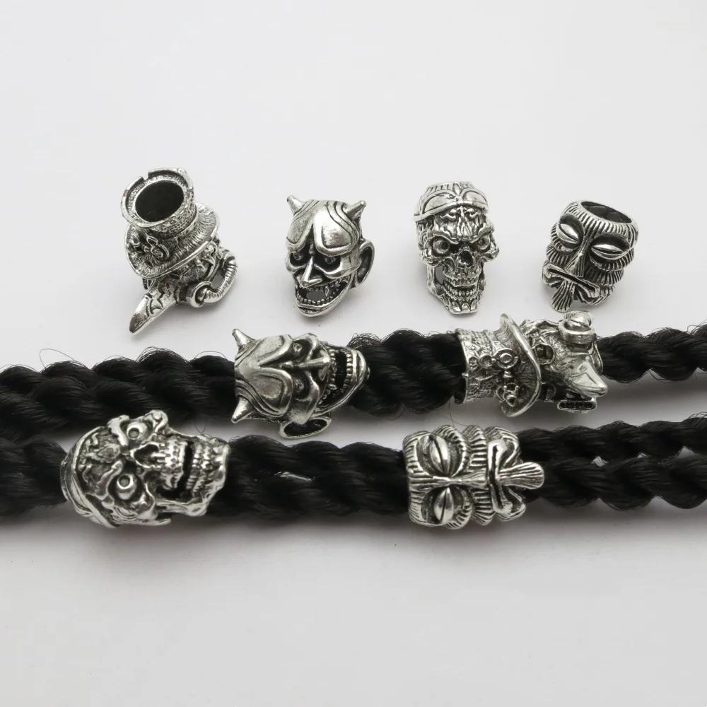 2 قطعة/المجموعة الجمجمة خوذة الحفرة الكبيرة الخرز الشعر جديلة Dreadlock اللحية الخرز قلادة عقد دي اي واي للنساء مجوهرات اكسسوارات