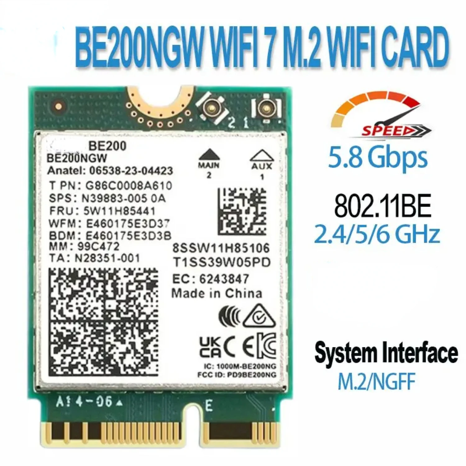 Enhanced WiFi 7 Connectivity BE200NGW M.2 Tri Band Wireless Adapter with Bluetooth 5.4 for 8774Mbps Speed, Faster and More Stabl