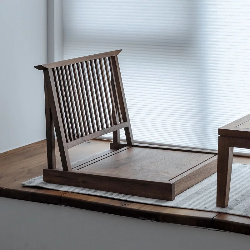 

Низкий стул, кресло для эркерного окна, сидячее на полу, кресло с откидывающейся спинкой в новом китайском японском стиле, деревянный черный орех