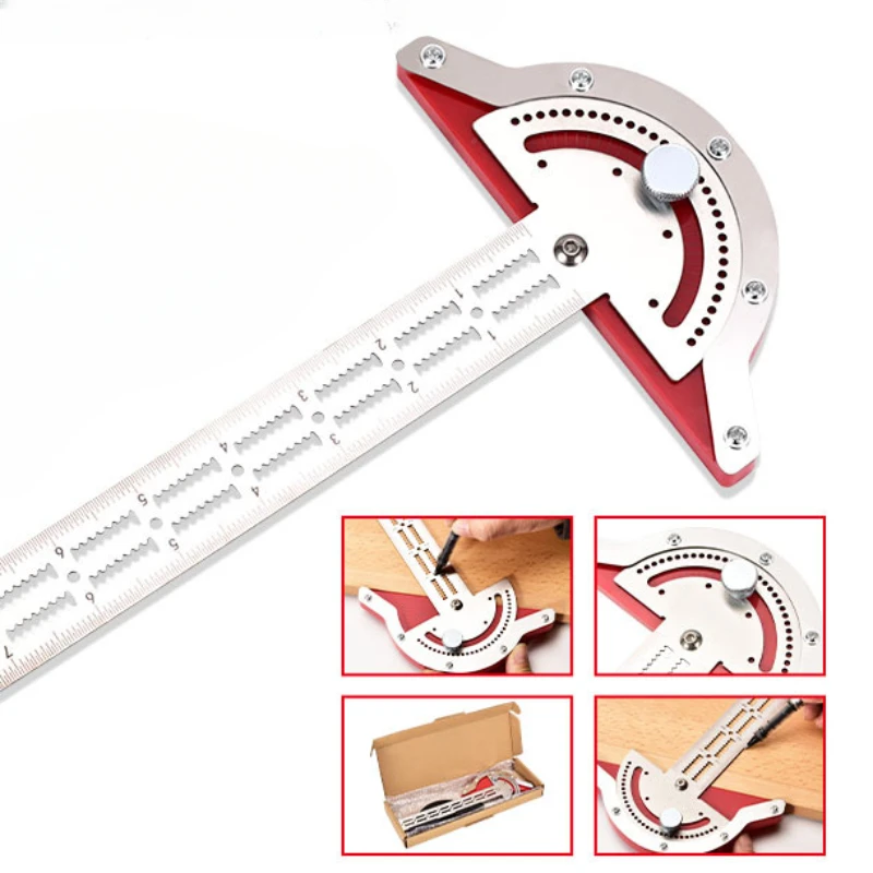 Woodworkers Edge Ruler Stainless Steel Protractor Angle Angle Precision Carpenter Measuring Tool