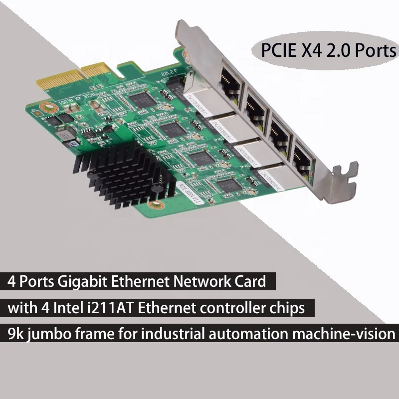 4 Ports PCI-e x4 network data acquisition adapter industrial i211AT Ethernet controller 4x1000M LAN card