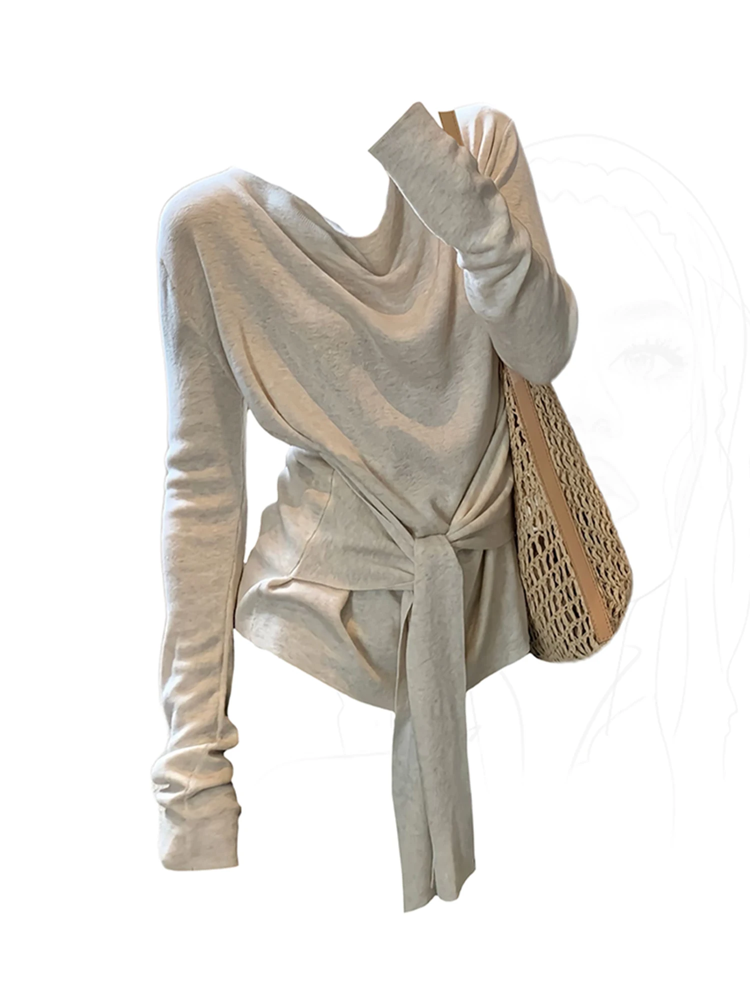 

Женская абрикосовая футболка Y2k Gyaru, футболка большого размера, винтажный эстетический топ 90-х годов на шнуровке с длинными рукавами, одежда 2000-х годов, осень 2025 г.