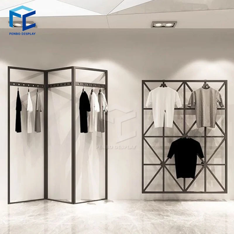 2025customized.Penbo high quality store tshirt display rack stand stainless steel metal display stand shirt