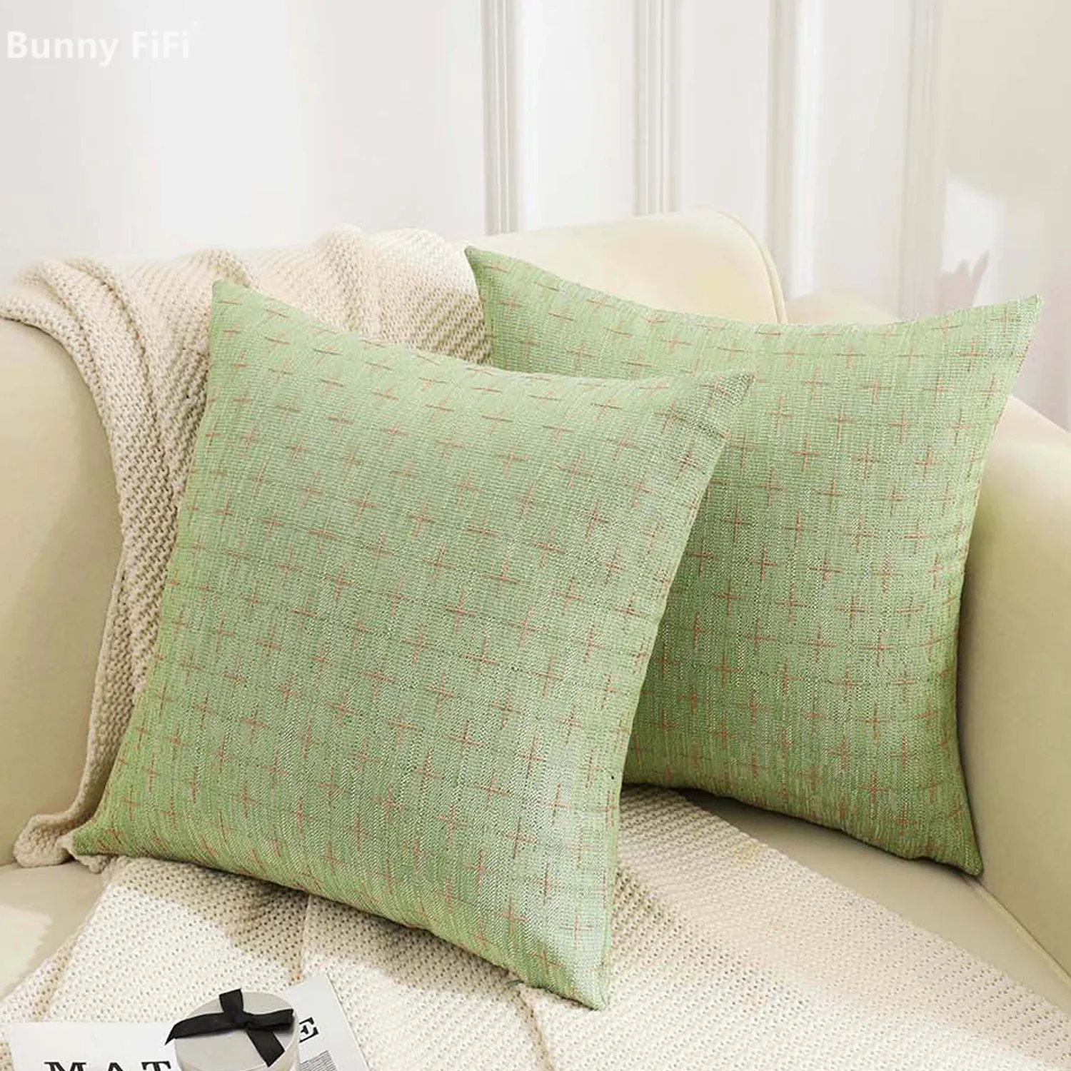 2pcs Linen Cross Pattern Decorative Throw Pillow Covers Modern Boho Neutral Vintage Cushion Covers For Sofa Bedroom Living Room