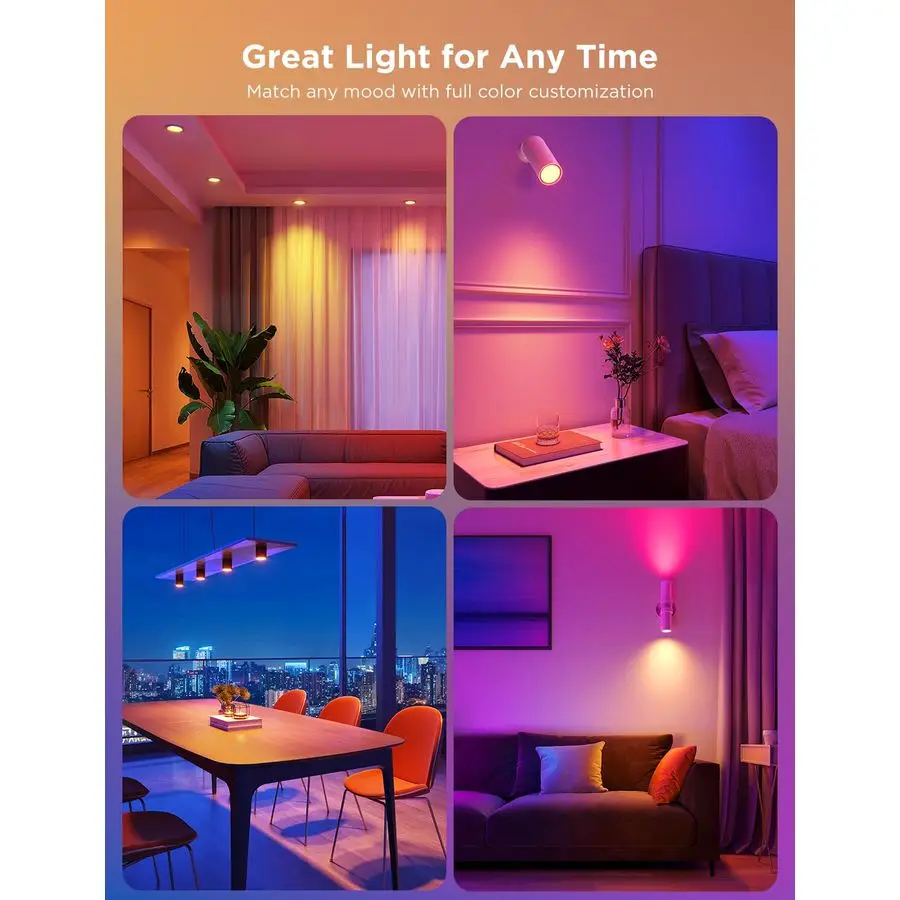 GU10 Smart Bulb, Matter RGBWW Light Bulb Work with Alexa, Google Assistant, WiFi amp Bluetooth Color Changing MR16 LED Bulbs, 64