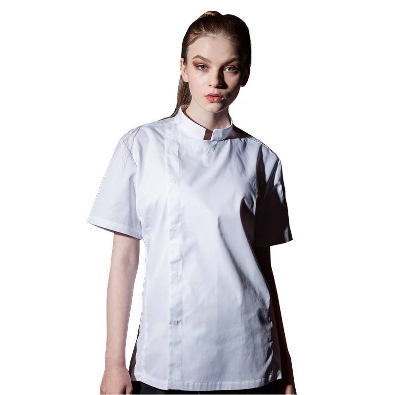 Entrambi i generi Chef Shirt cucina lavoro uniforme ristorante mensa cuoco giacca Hotel Cake Shop Cafe cameriere lavoro uniforme stile cerniera