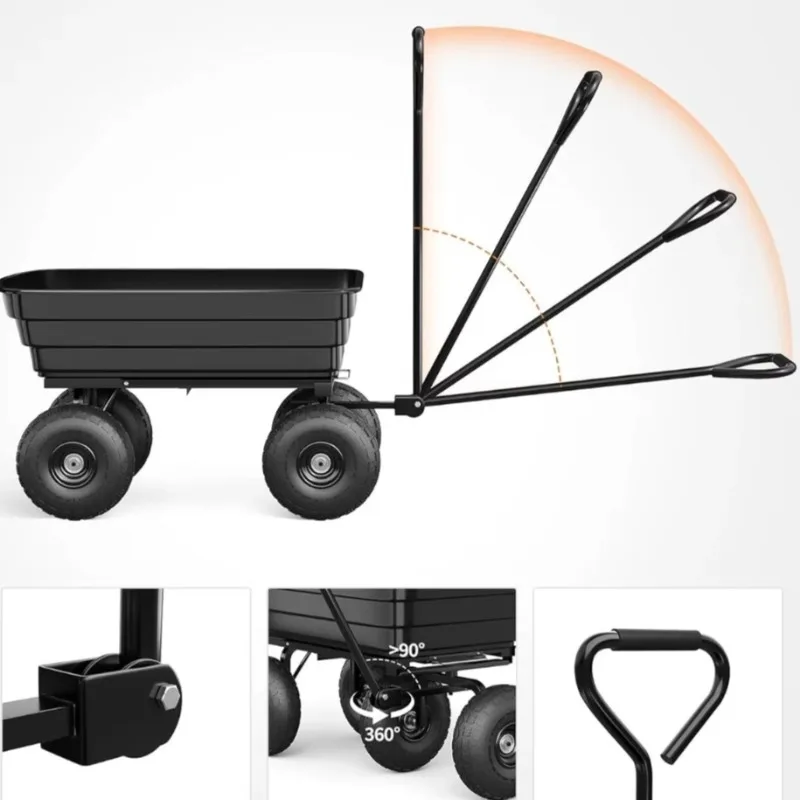 Multifunctional Gardening Hand Cart Built In Quick Release Dumping System Solid Load Bearing Bulk Material Moving Convenient Use